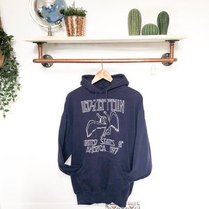 LED ZEPPLIN PRINTED NAVY BLUE HOODIE